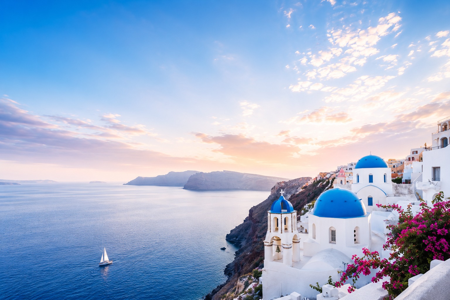 Santorini coastline at sunset